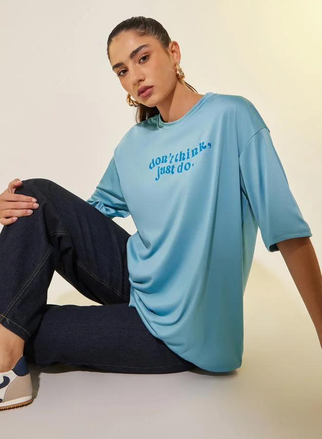 Take Two Slogan Print Round Neck Regular Fit T-Shirt