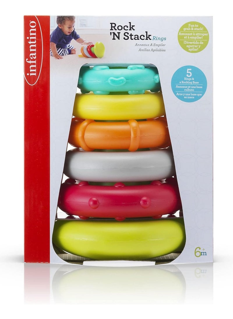 TOY GARDEN Rock'N Stack Rings Toy for Babies – Colorful Stacking Ring Tower for Toddlers – Classic Early Learning Toy for Fine Motor Skills, Shape & Color Recognition  - Image 2