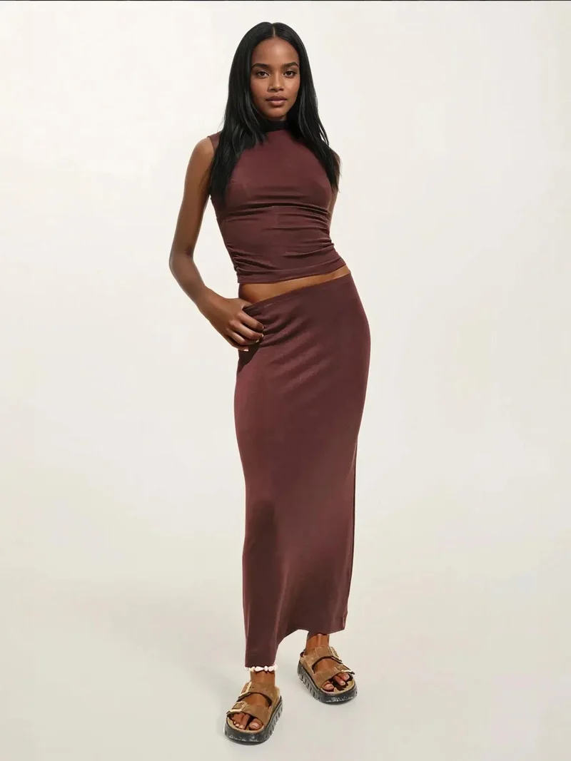 HICCUP Slim Fit Halter Collar Knitted Top