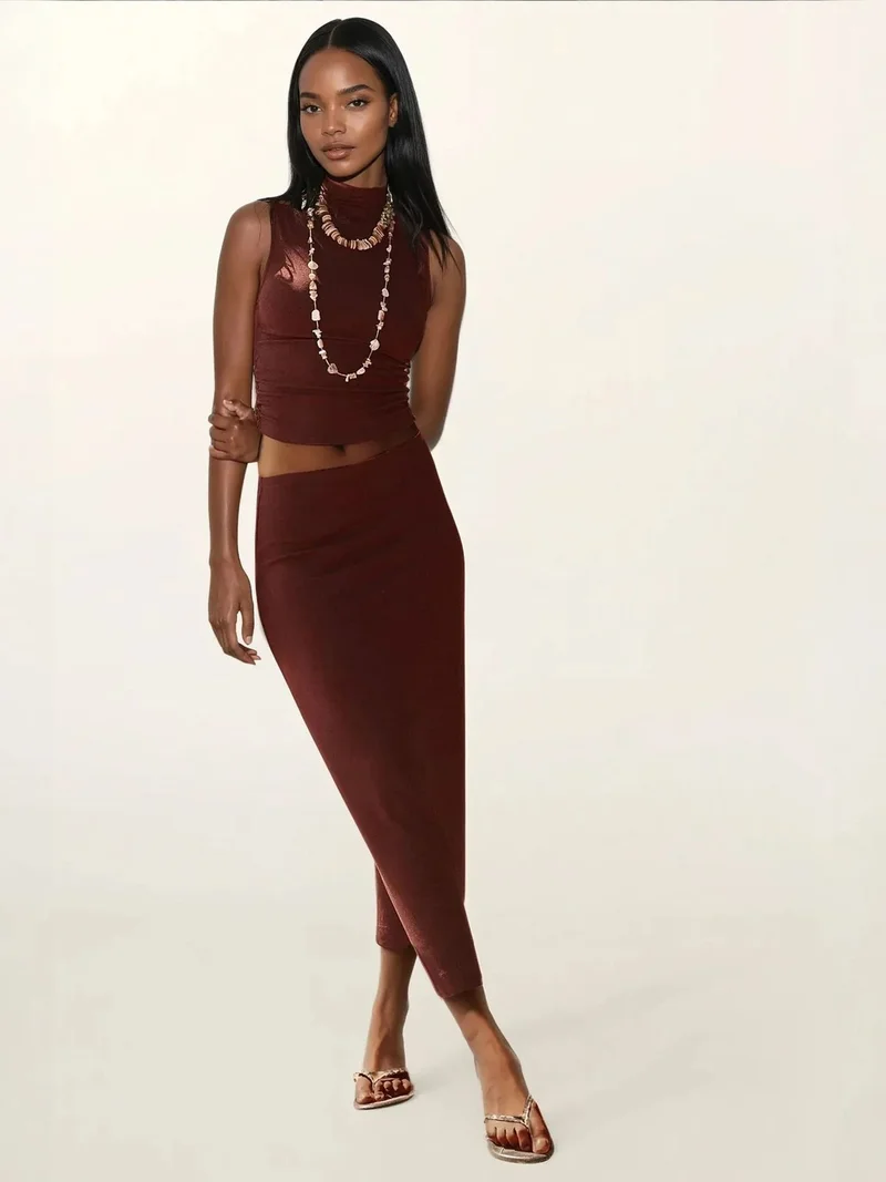 HICCUP Slim Fit Halter Collar Knitted Top