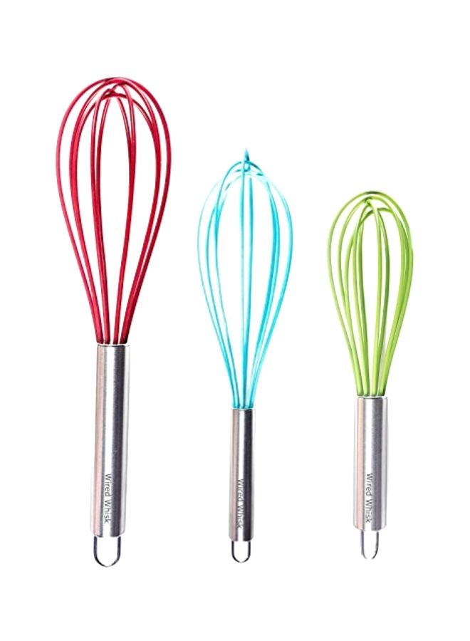 Wired Whisk مجموعة خفاقات سيليكون من 3 - خفاق سلكي للطهي غير مخدش - خفاقات للطهي - خفاق يدوي - أداة خفق - أداة خفق من الفولاذ المقاوم للصدأ - Image 1