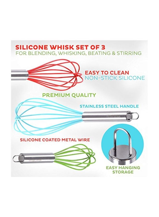 Wired Whisk مجموعة خفاقات سيليكون من 3 - خفاق سلكي للطهي غير مخدش - خفاقات للطهي - خفاق يدوي - أداة خفق - أداة خفق من الفولاذ المقاوم للصدأ - Image 4