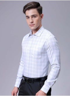 The Indian Garage Co Men Slim Fit Checkered Full Sleeves Cutaway Collar Formal Shirt  - Image 3