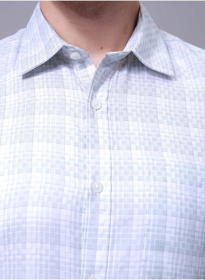 The Indian Garage Co Men Slim Fit Checkered Full Sleeves Cutaway Collar Formal Shirt  - Image 5