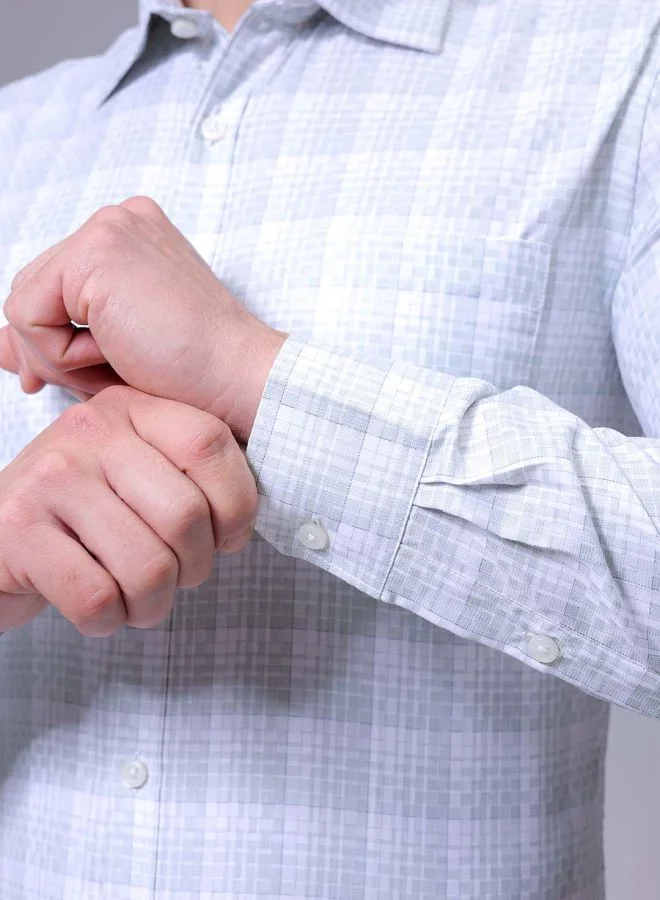 شركة المرآب الهندية Men Slim Fit Checkered Full Sleeves Cutaway Collar Formal Shirt