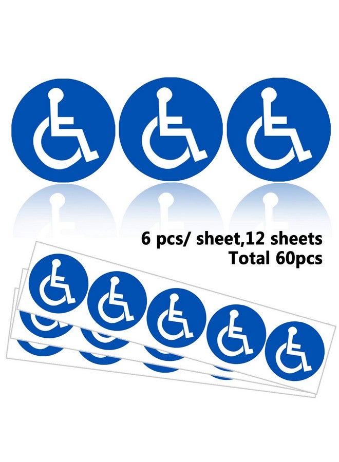 Besttile Disabled Wheelchair Symbol Labels Handicap Signs Stickers 2 Inch Round Convenient Decals For Handicapped Parking 60 Pcs - Image 3