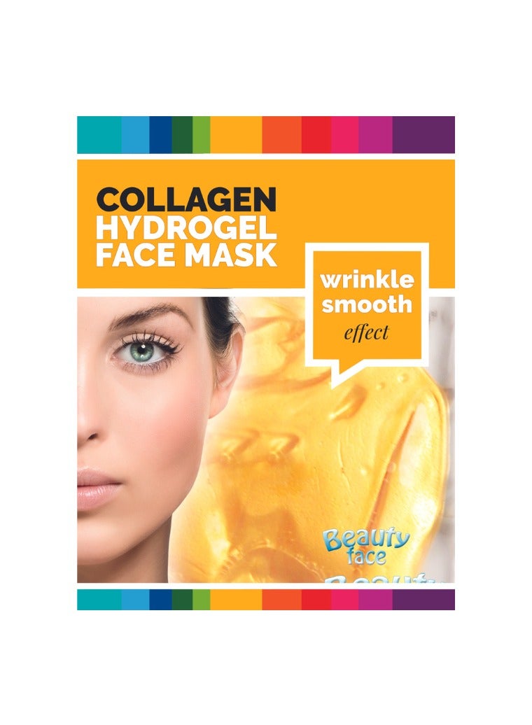 BeautyFace Collagen Hydrogel Face Mask 24 K Gold and Hyaluronic Acid Anti-Wrinkle Collagen Treatment Wrinkle Smooth Effect 