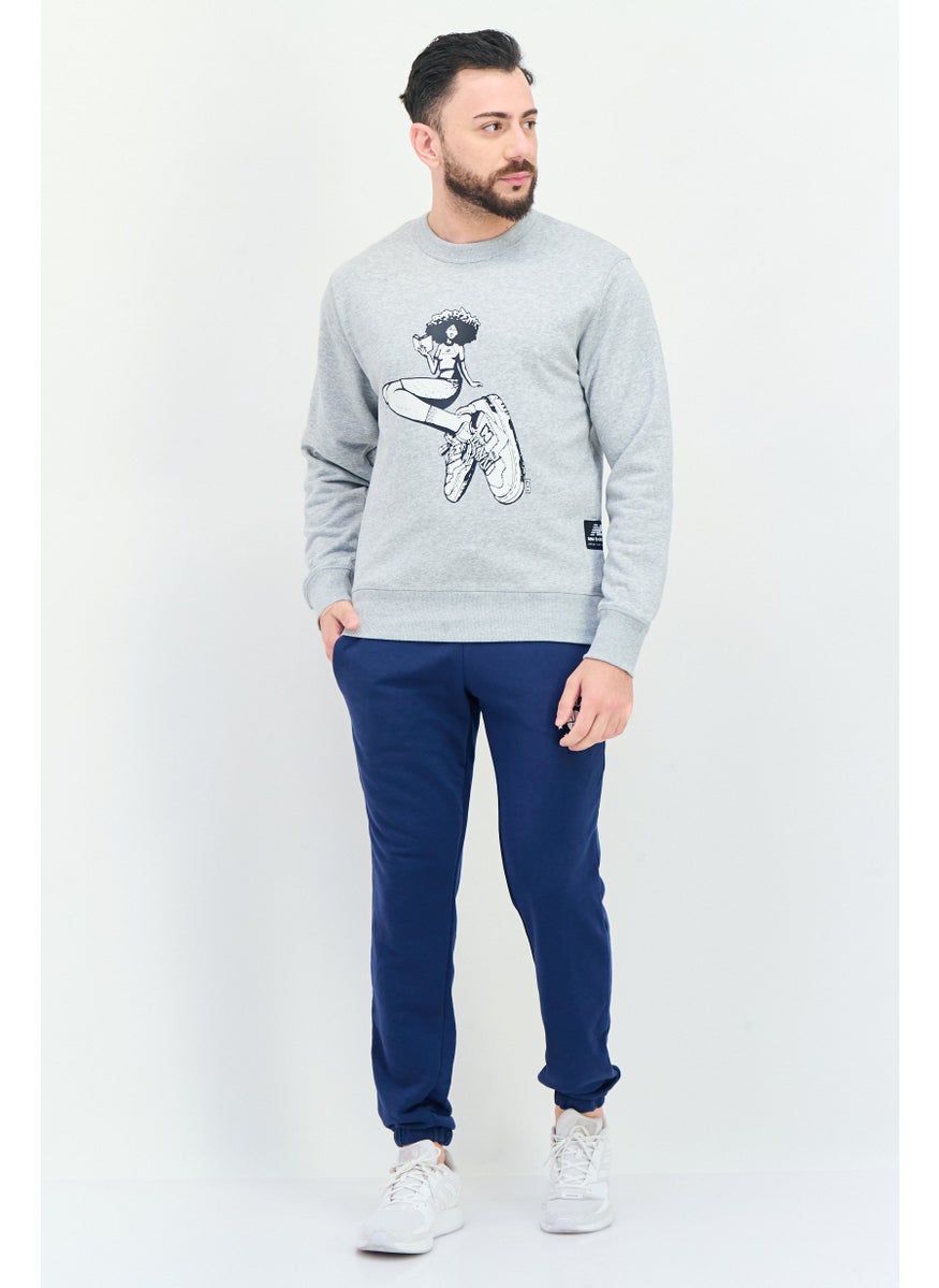 New Balance - Men Relaxed Fit Long Sleeve Outdoor Sweatshirt, Heather Grey - Image 1
