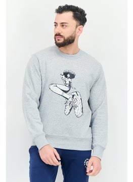 New Balance Men Relaxed Fit Long Sleeve Outdoor Sweatshirt, Heather Grey  - Image 1