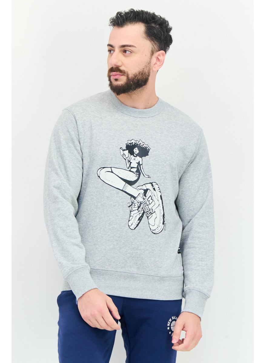 New Balance - Men Relaxed Fit Long Sleeve Outdoor Sweatshirt, Heather Grey - Image 1