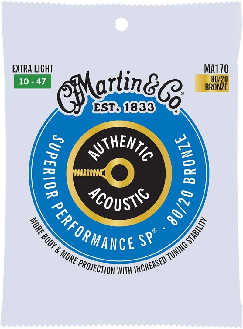 Martin MA170 Authentic Acoustic - SP - 80/20 Bronze Extra Light Guitar Strings (10-47) - Image 1