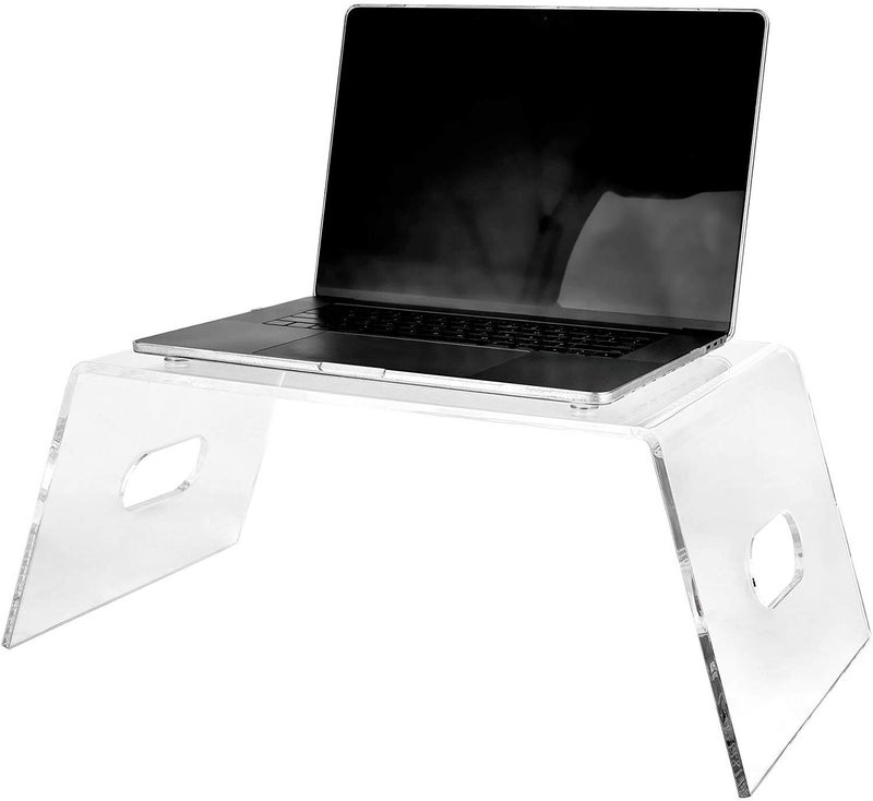 Indian Decor 222017 Acrylic Monitor Stand Clear Laptop Riser Desk Organizer and Under Storage Portable Lap TopTV Screen Tray Mobile Drawing Table for Bed and Couch  - Image 1