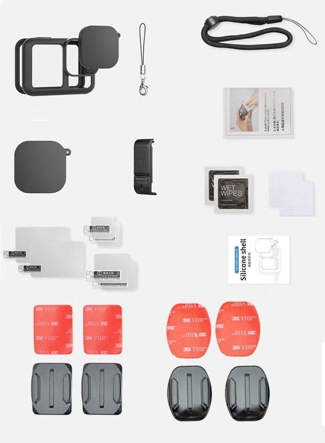 Silicone Case for GoPro Hero 13 Black,Battery Side Cover&Screen Protectors&Lens Caps&Lanyard&Sticky Adhesive Pads Accessories Kit - Image 5