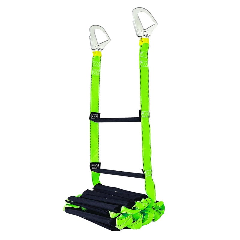FKNGS Fire Escape Ladder with 2 Heavy Hooks, 16.7 Feet Emergency Fire Ladder for 2-3 Story Homes, Reusable Safety Rope Ladders for Balcony Railing Treehouse, Green - Image 1
