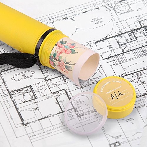 TRANSON Durable Poster Storage Tube with Straps 24"-40" Extendable for Blueprints, Artwork, Maps, Posters Color Yellow - Image 5