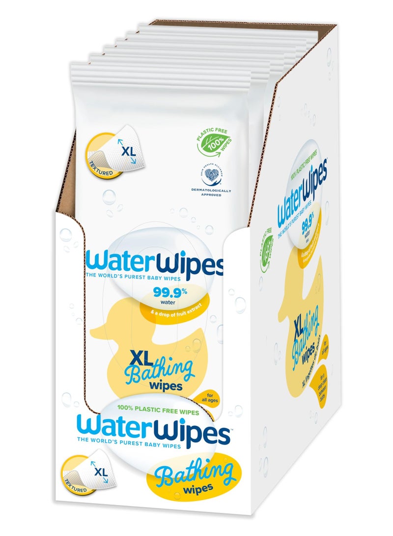 WaterWipes Plastic Free Xl Bathing Wipes for Toddlers and Babies 99.9 Percent Water Based Wipes Unscented and Hypoallergenic for Sensitive Skin 192 Count 12 Pack