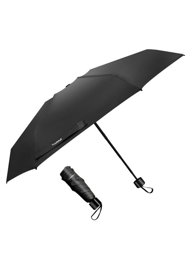 TradMall Mini Travel Umbrella, Portable Lightweight Compact Parasol with 95% UV Protection for Sun & Rain, Black - Image 1