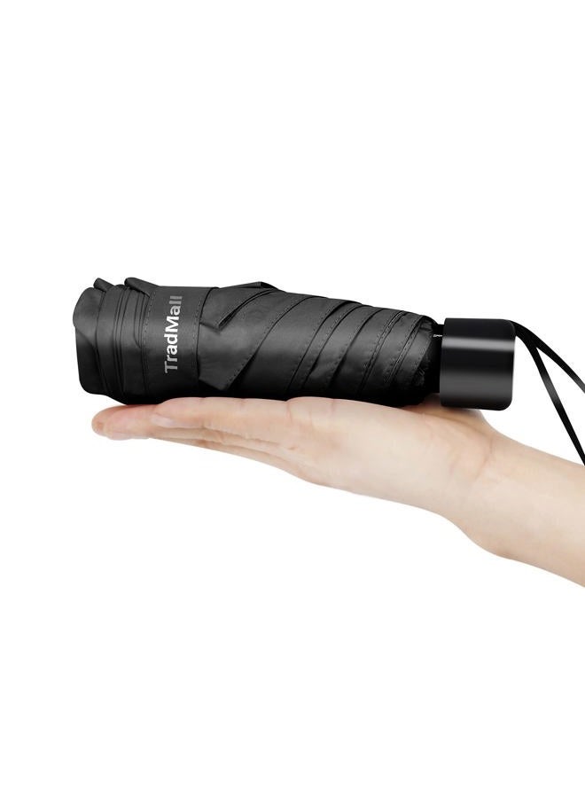 TradMall Mini Travel Umbrella, Portable Lightweight Compact Parasol with 95% UV Protection for Sun & Rain, Black - Image 4