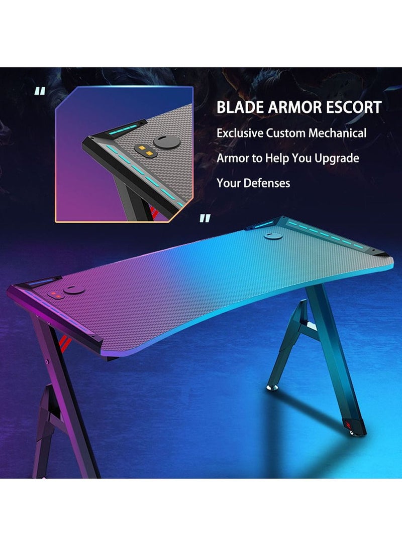Arabest - Gaming Desk,47 Inch PC Computer Desk, Home Office Desk Table Gamer Workstation, Simple Game Table, Black - Image 1