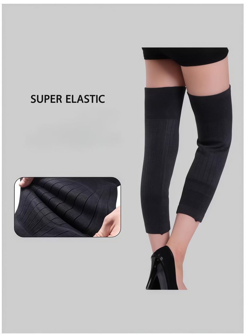 S-Quality Unisex Winter Wool Knee Warmers, Thick Cashmere Knee Support Sleeves, Soft Thermal Leg Pads for Men & Women, Comfortable for Sports and Daily Wear (Dark Grey) - Image 3