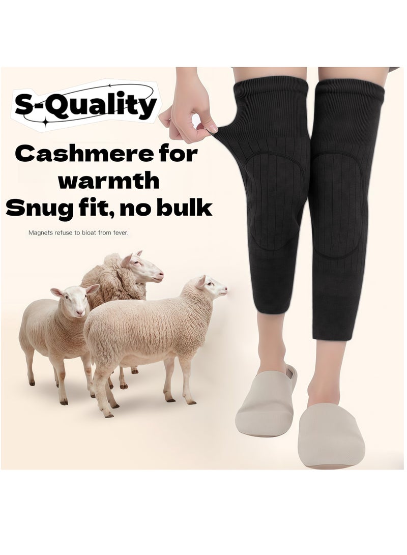 S-Quality Unisex Winter Wool Knee Warmers, Thick Cashmere Knee Support Sleeves, Soft Thermal Leg Pads for Men & Women, Comfortable for Sports and Daily Wear (Dark Grey) - Image 1
