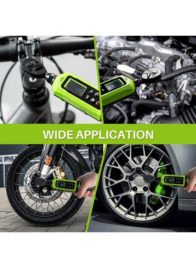 XEIMILE Digital Torque Wrench 1/4" Drive-4-266In.Lb/0.45-30N.m, Electric Torque Wrench With Vibration Buzzer LED Indicator,±2% Accuracy Five Units for Bike Motorcycle Car Auto Repair,DIY,Green Black - Image 5