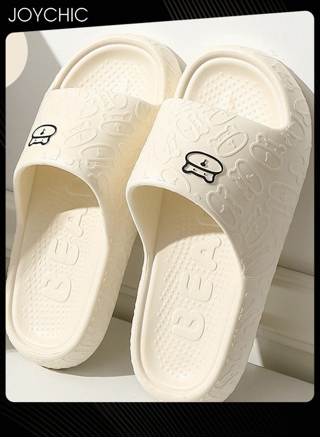 Joychic Lovely Cartoon Bear Pattern Soft Thick Bottom Home Slipper Anti Slip Wear Resistant Shower Slipper with High Resilience for Women White  - Image 1
