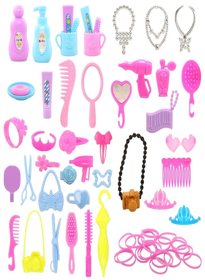 BARWA 43 PCS Doll Accessories Travel Toiletries Clip Bag Crown Necklace Comb Camera Rubber Band for 11.5 inch Doll Xmas Gift… - Image 1