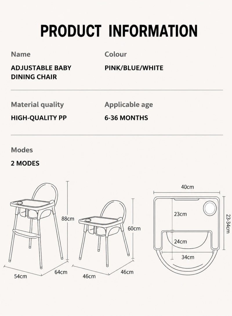 ARNOTEC Baby High Chair – Adjustable Toddler Highchair with Removable Tray, 3-Point Harness, Footrest, Easy to Clean, Removable for Storage, Ideal for Babies 6 Months to 6 Years - Image 5