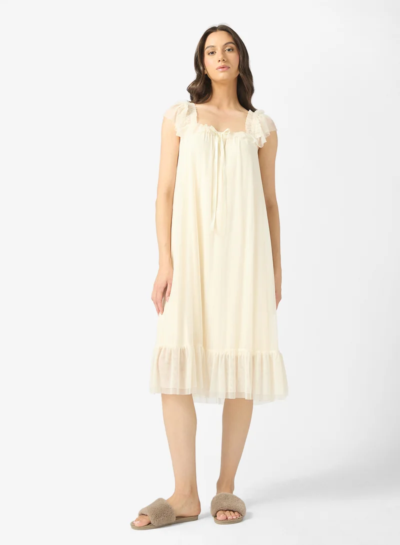 ELLA Night Dress With Baby Ruffles