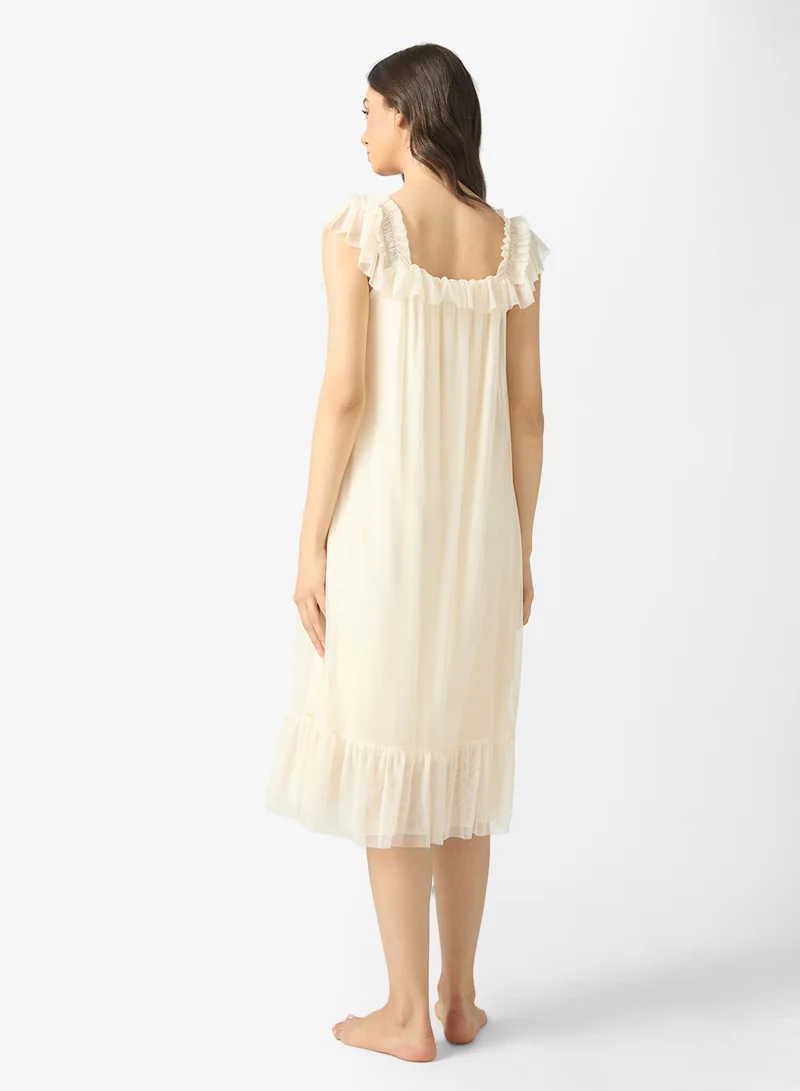 ELLA Night Dress With Baby Ruffles