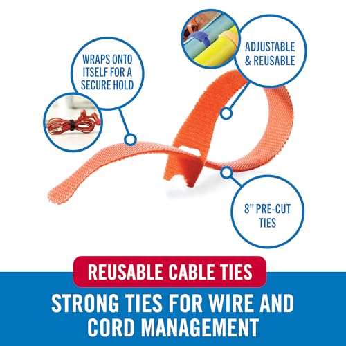 VELCRO Brand ONE-WRAP Cable Ties | 60Pk | 8 x 1/2" Straps, Multicolor | Strong Reusable Wire Management | Cord Bundling for Home Office and Data Centers - Image 2