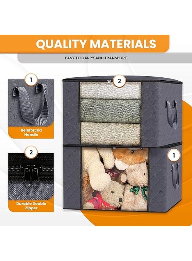 DUNISO 6 Pcs Large Storage Bags，Clothes Organizer，Heavy-Duty Foldable Organizers with Handles and Zippers，Breathable and Moisture-proof，for Storing Duvet Covers, Blankets, Clothing, and Household Items,60*40*35cm - Image 5