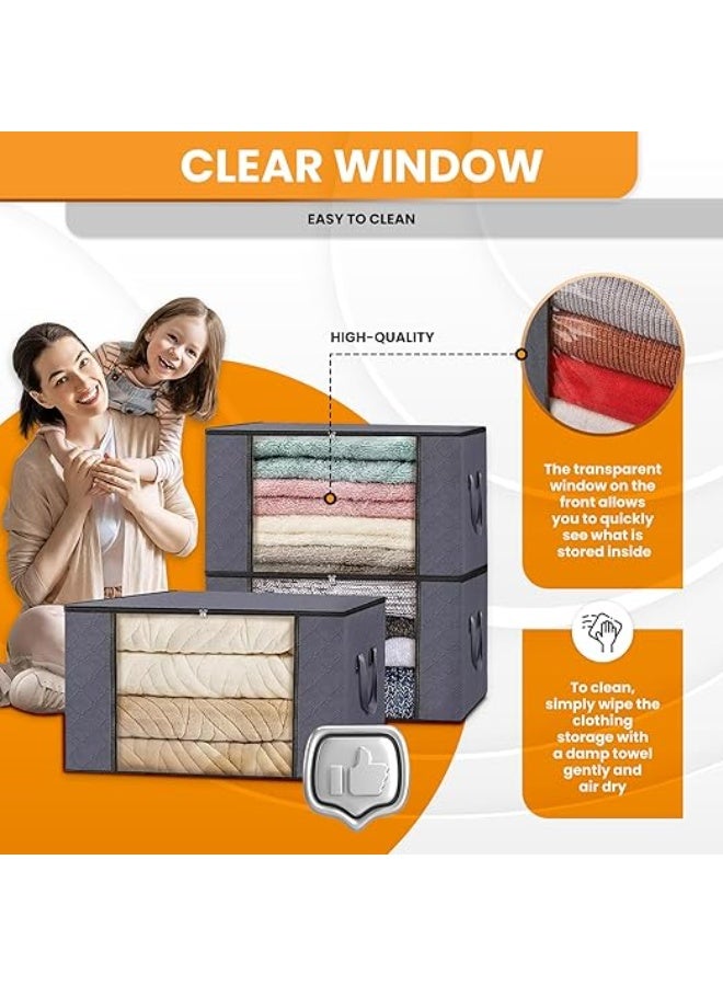 DUNISO 6 Pcs Large Storage Bags，Clothes Organizer，Heavy-Duty Foldable Organizers with Handles and Zippers，Breathable and Moisture-proof，for Storing Duvet Covers, Blankets, Clothing, and Household Items,60*40*35cm - Image 4