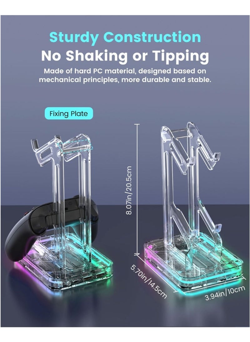 RGB Controller Holder, 2 Tier Universal Controller Stand for PS5, PS4, PS3, Xbox Series X/S, Switch Pro and Almost All Controller, Desk Decor Stuff Gaming Accessories with 2 USB Ports - Image 5