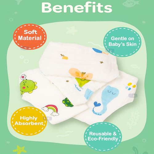 Koochie-Koo Pack of 2 Muslin Langot Diaper for Newborn Baby 500 GSM Reusable & Washable Nappy Pants Soft Cotton Diapers for 4-8 Months Boys Girls Breathable Potty Training Pants Rash-Free Medium Size - Image 4