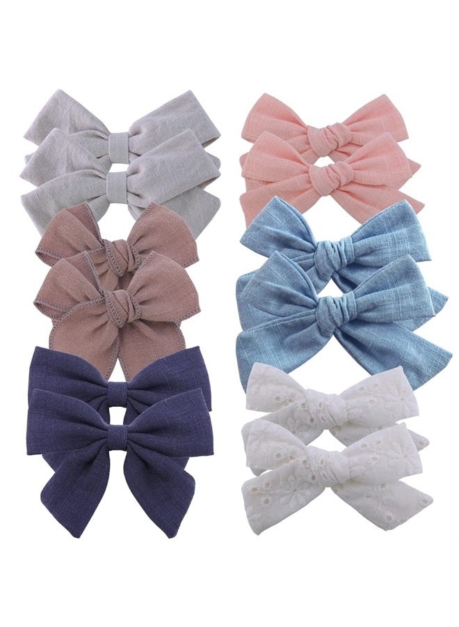 Sugarmelon 12 PCS Linen Bow Hair Clips for Baby Girls Hair Bows Alligator Clips Accessories Infants Toddler Kids Hairgrips (Assorted B) - Image 1