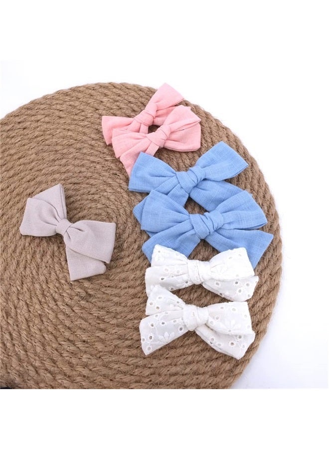 Sugarmelon 12 PCS Linen Bow Hair Clips for Baby Girls Hair Bows Alligator Clips Accessories Infants Toddler Kids Hairgrips (Assorted B) - Image 2