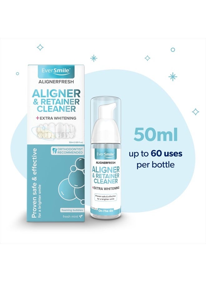 EverSmile - AlignerFresh Extra Whitening Aligner & Retainer Cleaning Foam. AlignerFresh Cleaning Foam for Invisalign, ClearCorrect, Essix, Hawley Trays/Aligners. Cleans, Kills Bacteria & Whitens Teeth. - Image 1