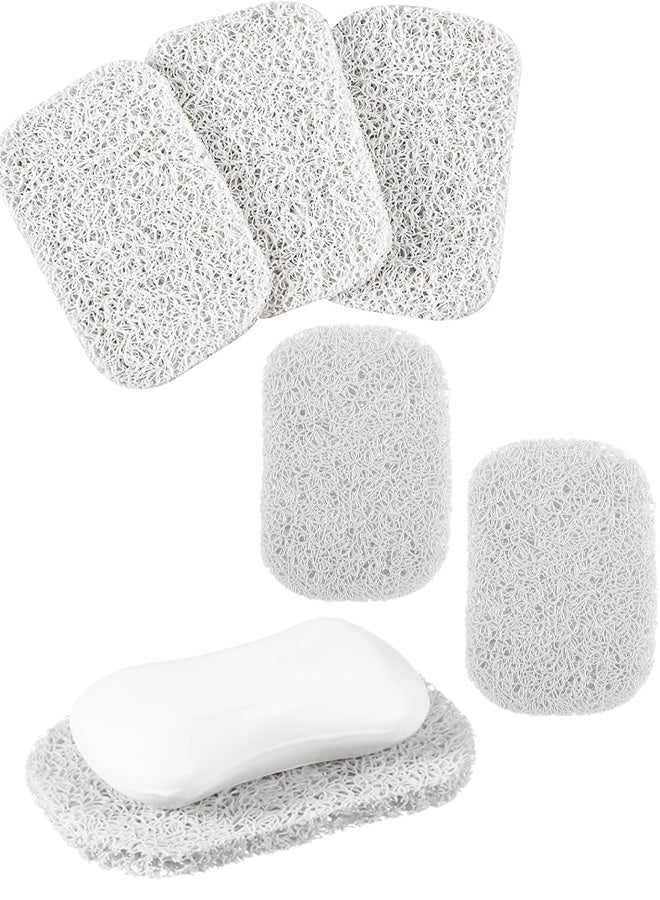 5Pcs White BPA-Free Soap Holder Pads, Soap Lifting Savers for Bathroom Shower Kitchen Travel - Image 1