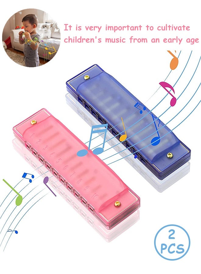 إم إكس إن عبوة من قطعتين من الهارمونيكا للأطفال بـ 10 فتحات، لعبة هارمونيكا للمبتدئين - Image 1