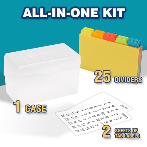 H4D Index Card Holder 3x5 Inches with 25 Plastic Dividers, Clear - Image 2