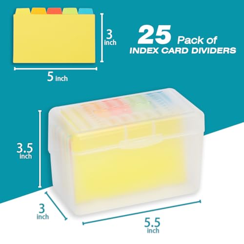 H4D Index Card Holder 3x5 Inches with 25 Plastic Dividers, Clear - Image 3