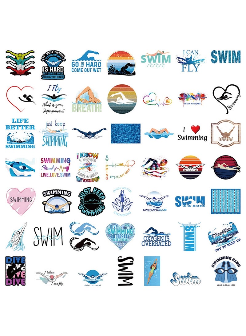 53Pcs Swimming Stickers,Swimmer Vinyl Aesthetic Stickers Pack,Waterproof Sport Stickers for Water Bottles, Laptops, Suitcases,Skateboards and Car Decal,Perfect Gifts for Swimer,Adults,Teens and Kids - Image 4