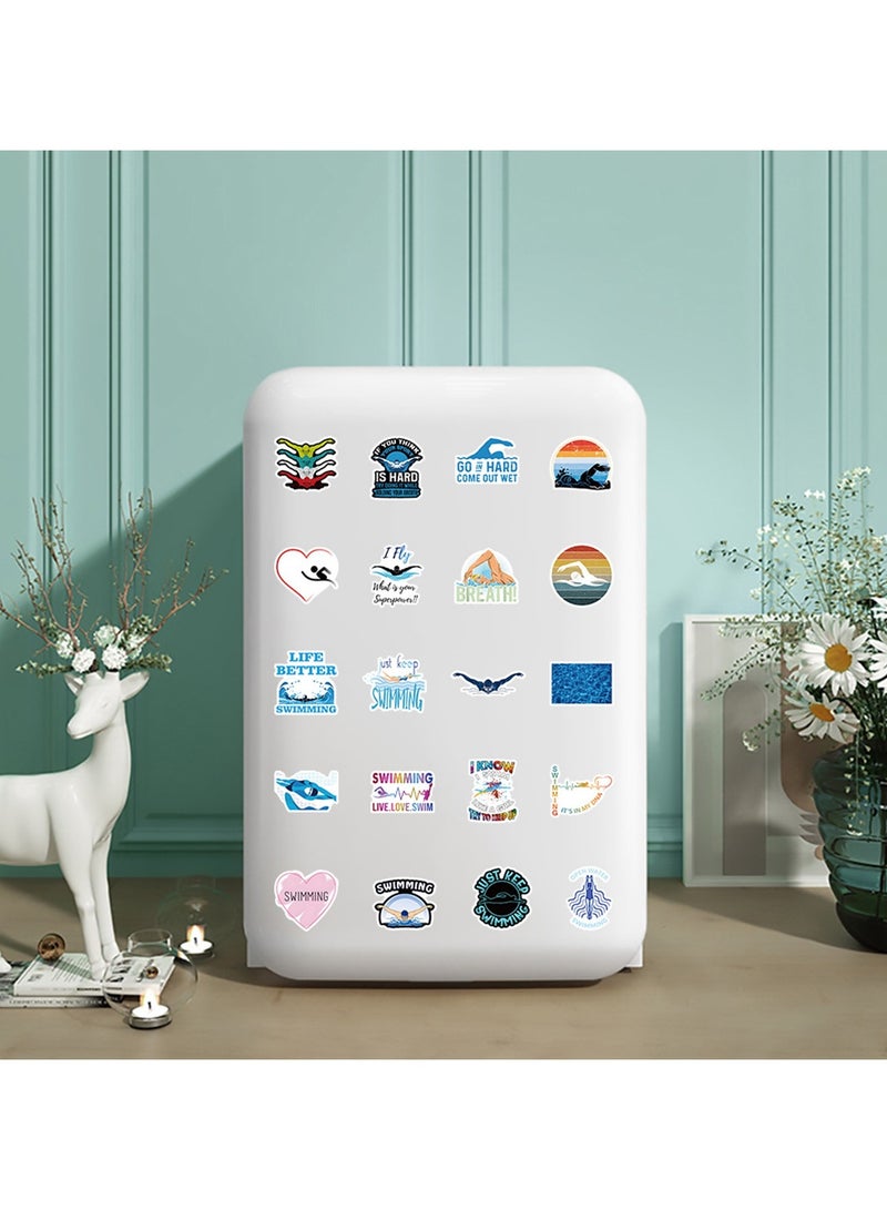 53Pcs Swimming Stickers,Swimmer Vinyl Aesthetic Stickers Pack,Waterproof Sport Stickers for Water Bottles, Laptops, Suitcases,Skateboards and Car Decal,Perfect Gifts for Swimer,Adults,Teens and Kids - Image 5