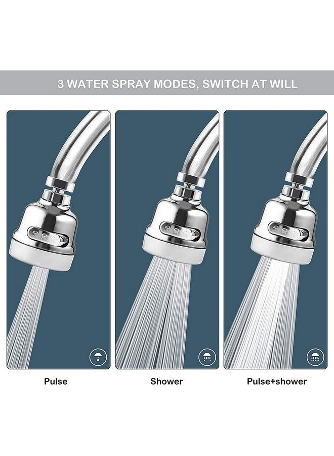 SHIDHMI Tap Extender for Kitchen Sink,360° Rotatable Splash Filter Faucet With 3 Modes,Upto 30% Water Saving,Kitchen Tap Extension,Sink Tap Extension for Kitchen/Bathroom,Silver,Short - Image 2