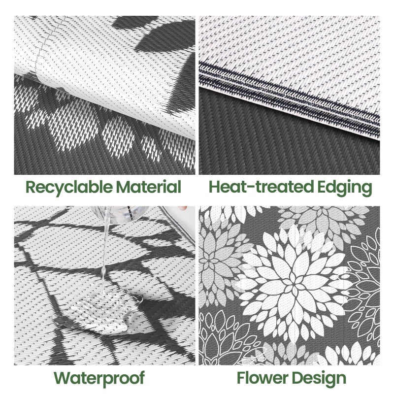 LuxStep Outdoor Rug Waterproof Outdoor Plastic Straw Rug Reversible Patio Rug Mat Outdoor Decor Large Area Mats for RV, Picnic, Backyard, Deck, Balcony, Porch, Beach, Camping, 5'x 8',Grey - Image 4