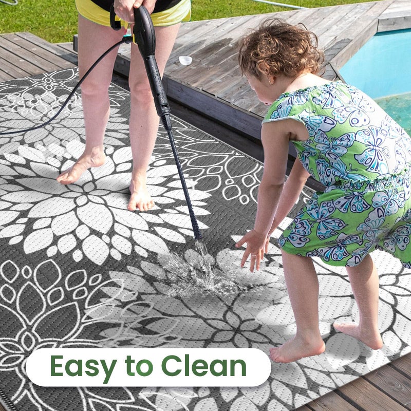 LuxStep Outdoor Rug Waterproof Outdoor Plastic Straw Rug Reversible Patio Rug Mat Outdoor Decor Large Area Mats for RV, Picnic, Backyard, Deck, Balcony, Porch, Beach, Camping, 5'x 8',Grey - Image 5