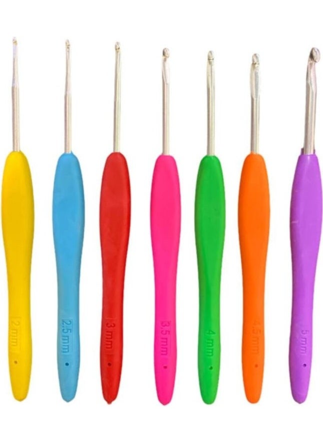 Yabali Yabalı Silicone Handle Wool Crochet Set With Bag Crochet No: 2mm, 2.5mm, 3mm, 3.5mm, 4mm, 4.5mm, 5mm  - Image 1