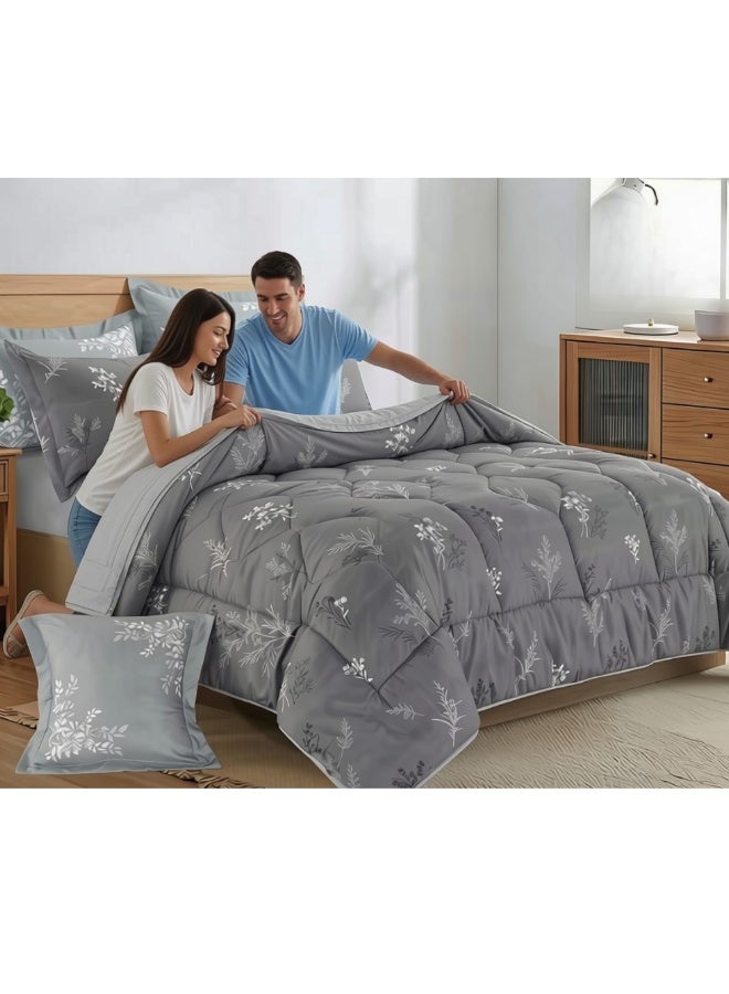 SMART HOME Luxurious 8-Piece Double Bedspread Set, 100% Microfiber and Reversible, Includes Comforter (260x240 cm), Fitted Sheet (200x200+30 cm), 2 Pillowcases (75x50+5 cm), 2 Pillow Covers (75x50 cm), and 2 Square Pillow Covers (45x45+5 cm) - Image 3